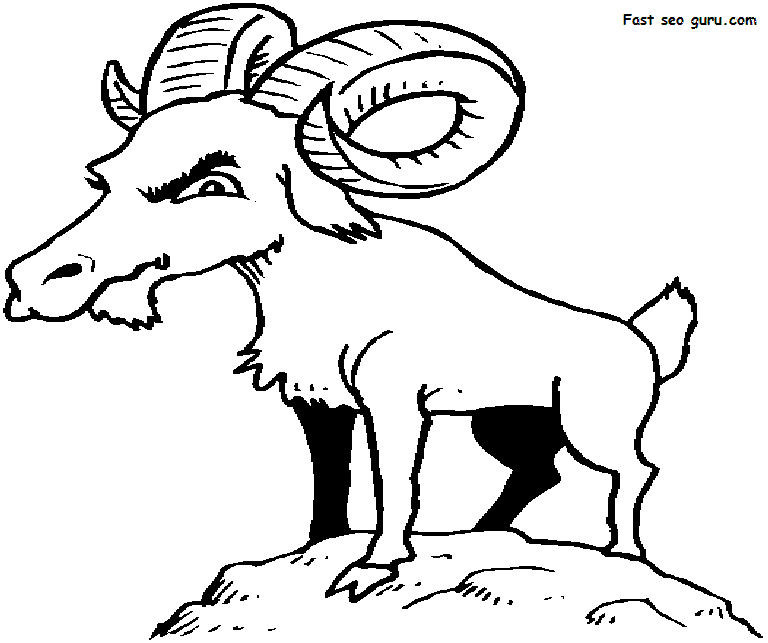 Printable Animals Goat billy Coloring Pages